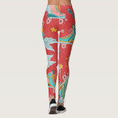 Retro Roller Skate: Hellroter Hintergrund Leggings (Rückseite)