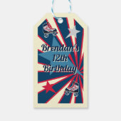 Retro Roller Skate Party Blue & Red 70's  Geschenkanhänger (Rückseite)