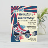 Retro-Roller-Skate-Party Einladung (Stehend Vorderseite)