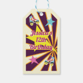 Retro Roller Skate Party Pink & Purple 70's  Geschenkanhänger (Rückseite)