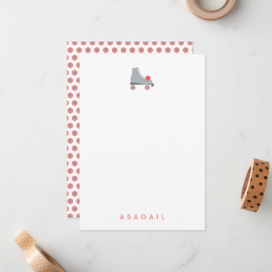 Retro Roller Skate Personalisierte Geschenkgutschr Mitteilungskarte (Vorderseite/Rückseite Beispiel)