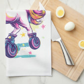 Retro Roller Skate Unicorn (1) Geschirrtuch (Viertel Falte)