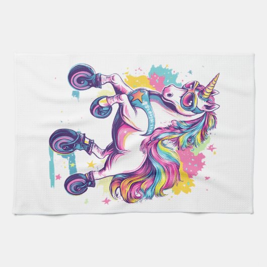 Retro Roller Skate Unicorn (1) Geschirrtuch (Horizontal)