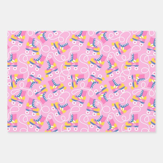 Retro-Roller-Skate Wrapping Paper Set 3 Geschenkpapier Set (Vorderseite)