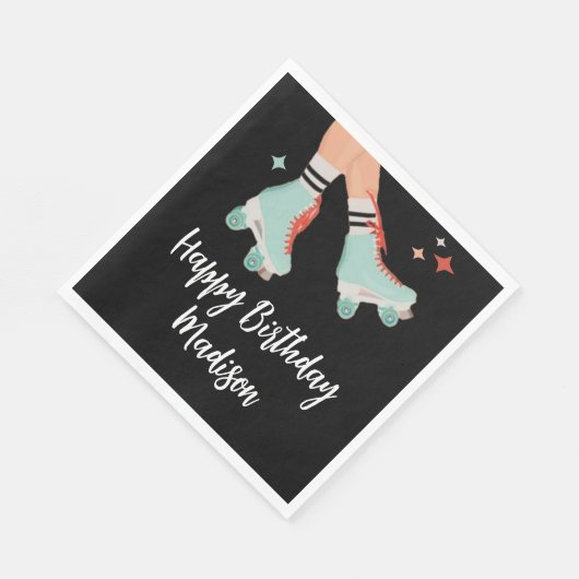 Retro Roller Skaten Birthday Paper Napkin Serviette (Ecke)
