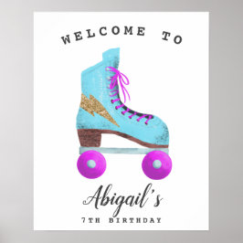 Retro Roller Skaten Birthday Party Begrüßungszeich Poster