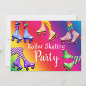 Retro Roller Skaten Birthday Party Einladung (Vorderseite)