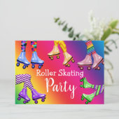 Retro Roller Skaten Birthday Party Einladung (Stehend Vorderseite)
