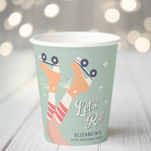 Retro Roller Skaten Birthday Party Pappbecher