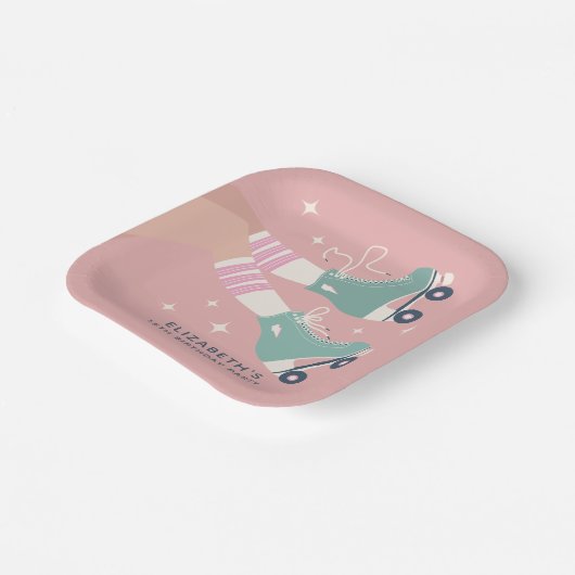 Retro Roller Skaten Birthday Party Pappteller (Gewinkelt)