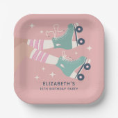 Retro Roller Skaten Birthday Party Pappteller (Vorderseite)