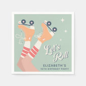 Retro Roller Skaten Birthday Party Serviette (Vorderseite)