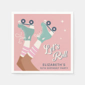 Retro Roller Skaten Birthday Party Serviette (Vorderseite)