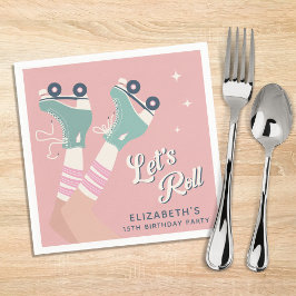 Retro Roller Skaten Birthday Party Serviette