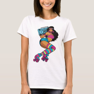 Retro Roller Skaten Frau mit Boombox - 70er Vibe T-Shirt