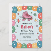 Retro Roller Skaten Geburtstag Einladung (Vorderseite)