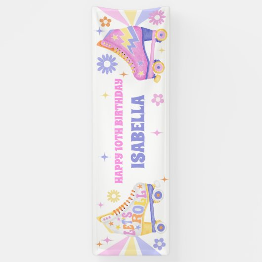 Retro Roller Skaten-Party für Mädchen Banner (Vertikal)