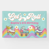 Retro Roller Skaten Rainbow Birthday Banner (Horizontal)