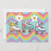 Retro Roller Skaten Rainbow Birthday Einladung (Rückseite)