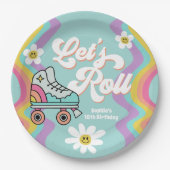 Retro Roller Skaten Rainbow Birthday Paper Teller (Vorderseite)