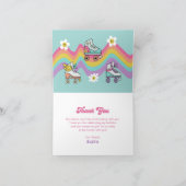 Retro Roller Skaten Rainbow Birthday Vielen Dank Dankeskarte (Innenseite)