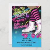 Retro Roller Skaten Skate Dark Skin Party der 80er Einladung (Vorderseite)