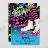 Retro Roller Skaten Skate Dark Skin Party der 80er Einladung (Vorne/Hinten)