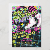 Retro Roller Skaten Skate Geburtstagsparty der 80e Einladung (Vorderseite)
