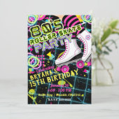 Retro Roller Skaten Skate Geburtstagsparty der 80e Einladung (Stehend Vorderseite)