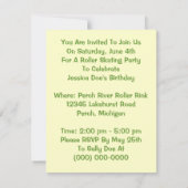 Retro Roller Skaten Skater Skate Party Einladung (Rückseite)