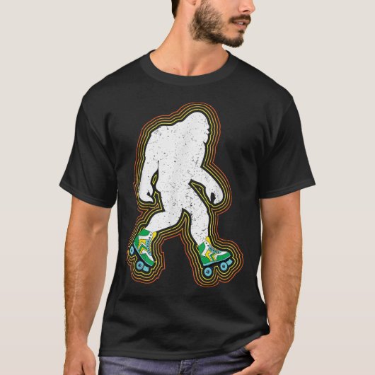 Retro Roller Skating Bigfoot Design T-Shirt (Vorderseite)