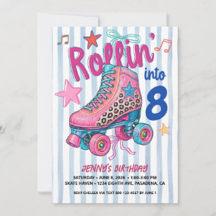 Retro-Roller-Skating-Geburtstag Lass uns rollen Pi Einladung