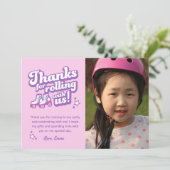 Retro Roller Skating Party Photo Thanks Download Einladung (Stehend Vorderseite)