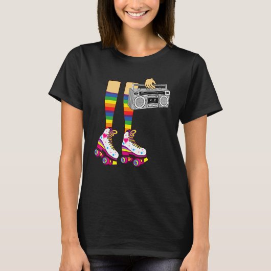 Retro Rollerskates 80's Roller Disco Skating Girl T-Shirt (Vorderseite)