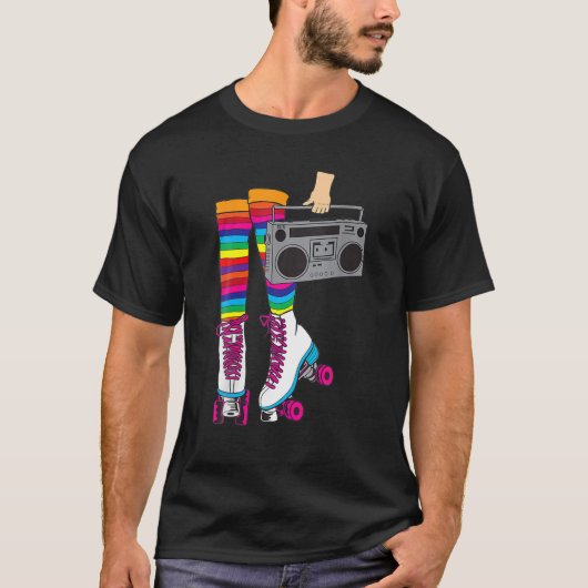 Retro Rollerskates Funny 80's Roller Disco Skaten T-Shirt (Vorderseite)