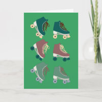 Retro Rollerskates Green Dusty Pink