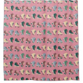 Retro Rollerskates Green Dusty Pink Pattern Duschvorhang (Vorderseite)