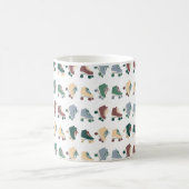 Retro Rollerskates Green Dusty Pink Pattern Kaffeetasse (Mittel)