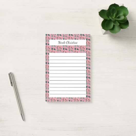 Retro Rollerskates Green Pink CUSTOM Notepad Post-it Klebezettel (Büro)