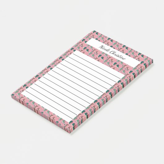 Retro Rollerskates Green Pink CUSTOM Notepad Post-it Klebezettel (angewinkelt)