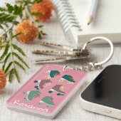 Retro Rollerskates Green Pink CUSTOM Schlüsselanhänger (Vorderseite rechts)