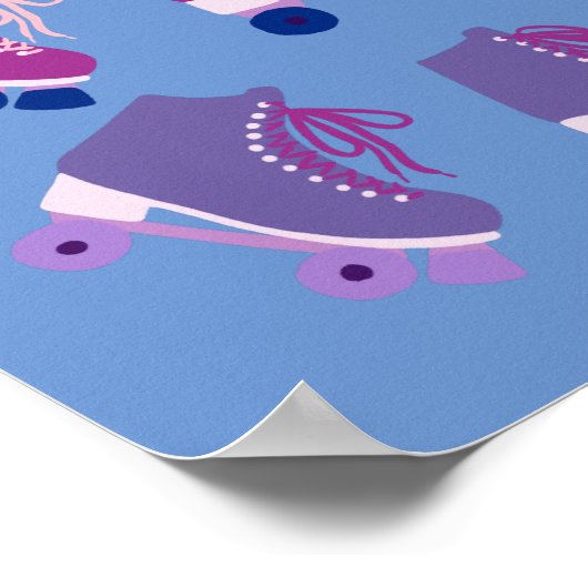 Retro Rollerskates Lila rosa Poster (Ecke)