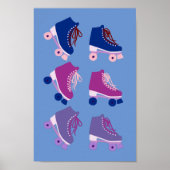 Retro Rollerskates Lila rosa Poster (Vorne)