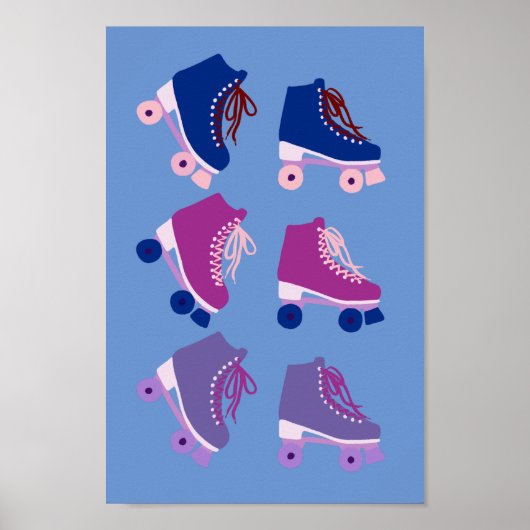 Retro Rollerskates Lila rosa Poster (Vorne)