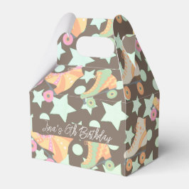 Retro Rollerskating Geburtstags Skate Stars Brown Geschenkschachtel