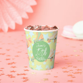 Retro Rollerskating Geburtstags-Skate Stars Pappbecher