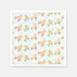 Retro-Rollschuh-Geburtstags-Skates-Sterne-Pastell Serviette