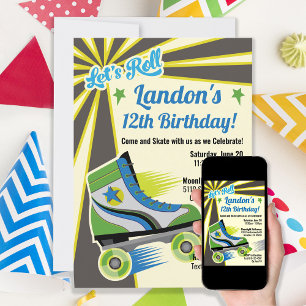 Retro-Rollschuh-Party Einladung