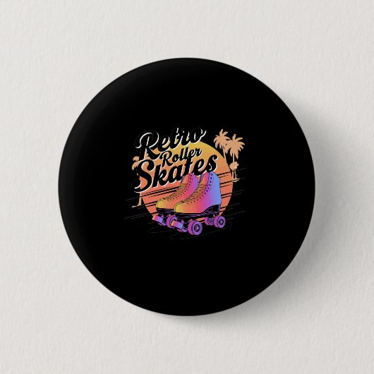 Retro-Rollschuhe - 80er-Vibes-Aufkleber Button (Vorderseite)
