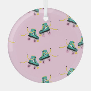 Retro-Rollschuhe: rosa Muster. Ornament Aus Glas
